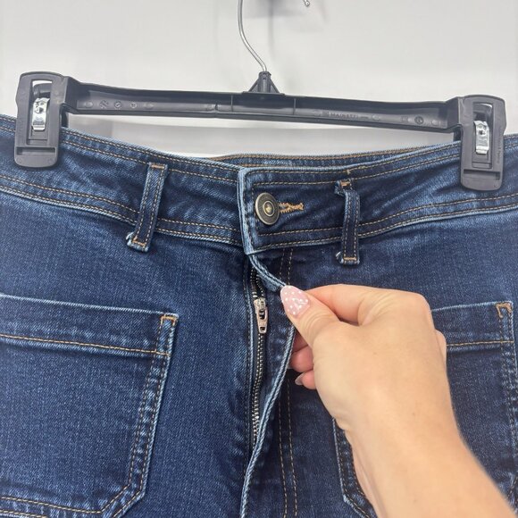 Zara High Waisted Wide Leg Denim Blue Jeans Womens Size 8 Pockets - Picture 6 of 11